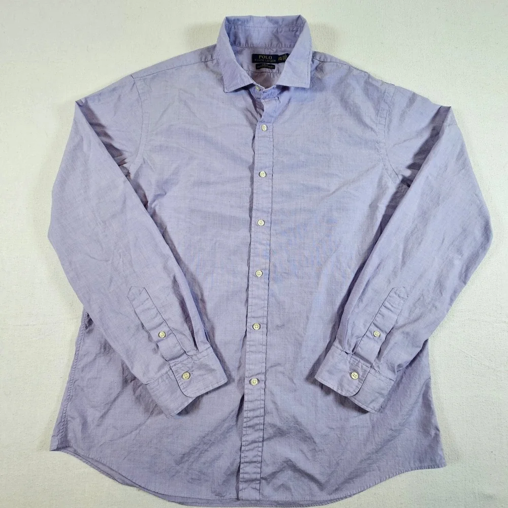 Polo Ralph Lauren Button Down Shirt Mens XXL Light Purple Slim Stretch Cotton